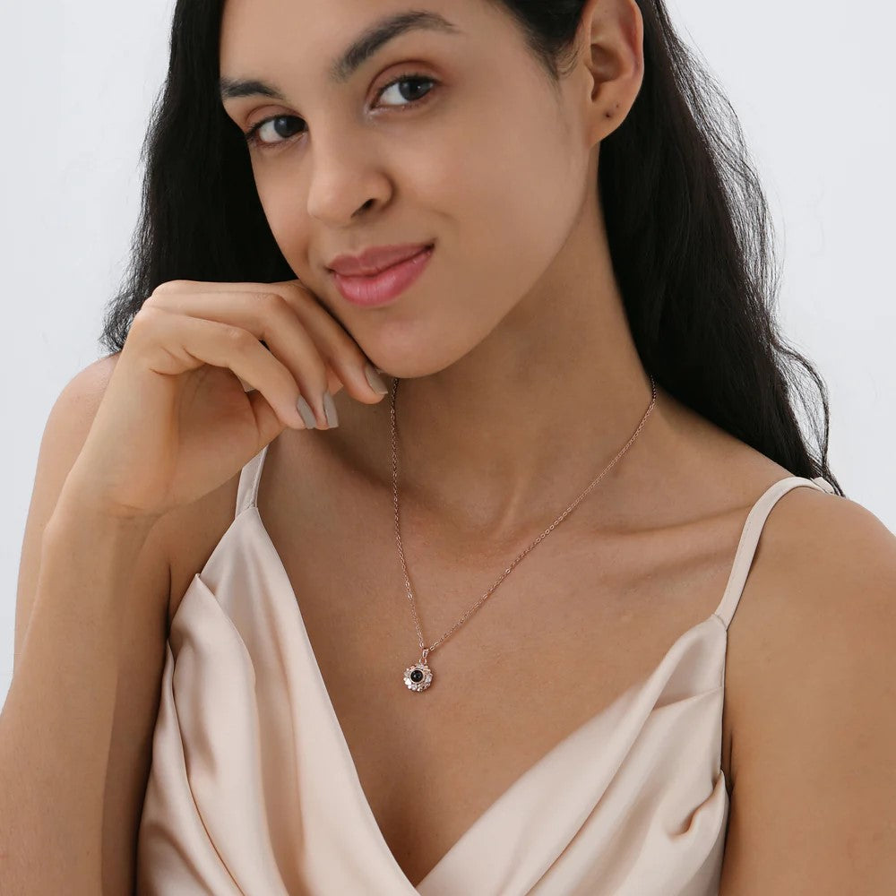 Personalized Blossom Photo Necklace