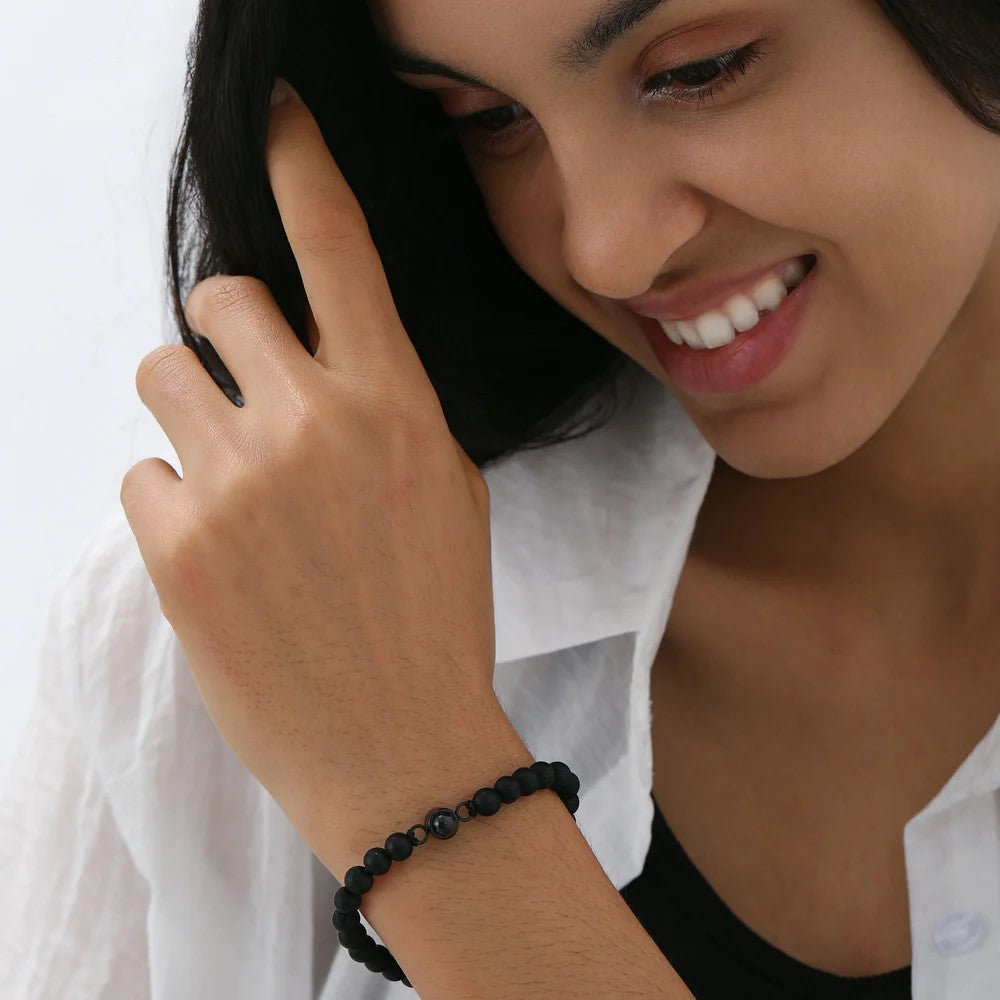 Personalized Coastal Beads Photo Bracelet