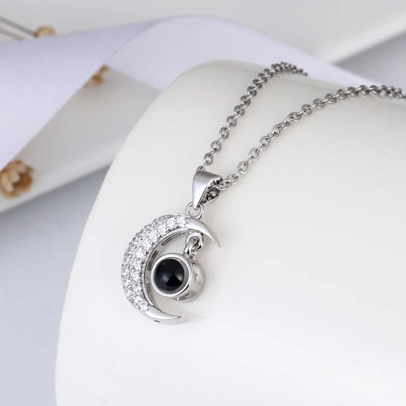 Personalized Crescent Moon Photo Necklace