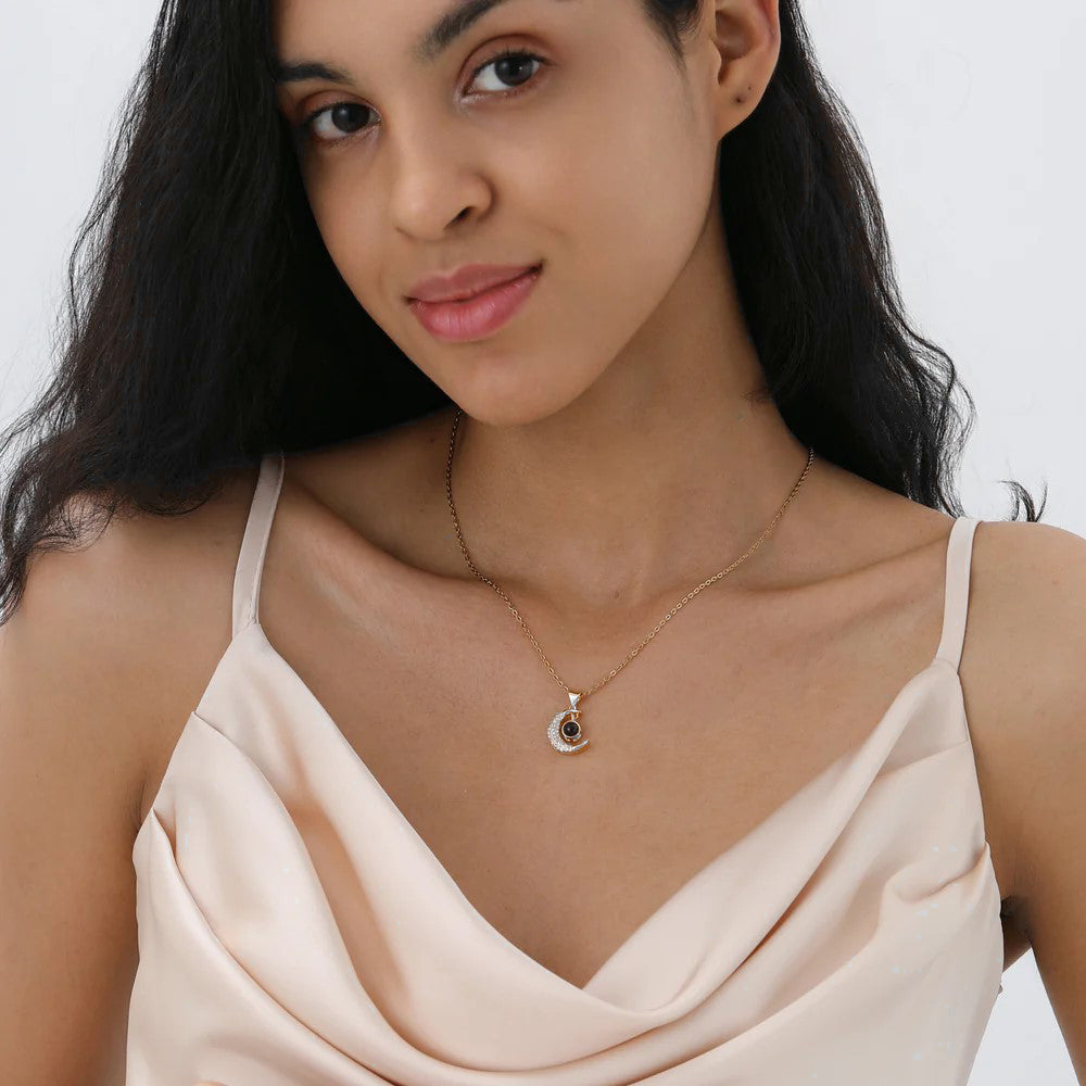 Personalized Crescent Moon Photo Necklace