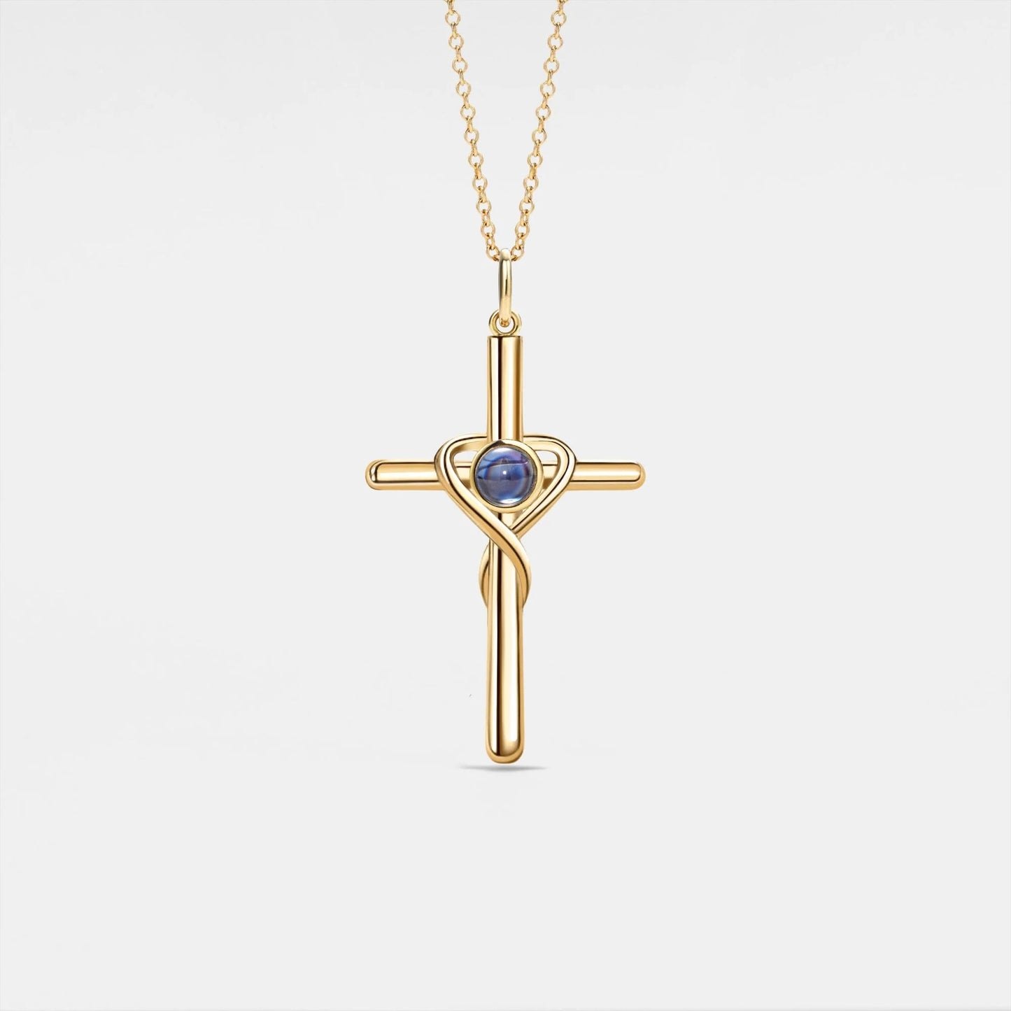 Personalized Cross Heart Photo Necklace