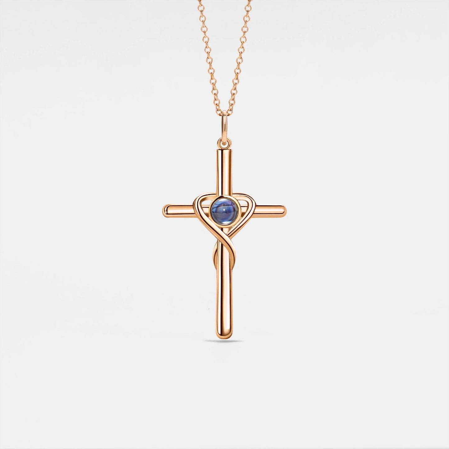 Personalized Cross Heart Photo Necklace