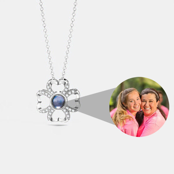 Personalized Four Leaf Clover Photo Necklace