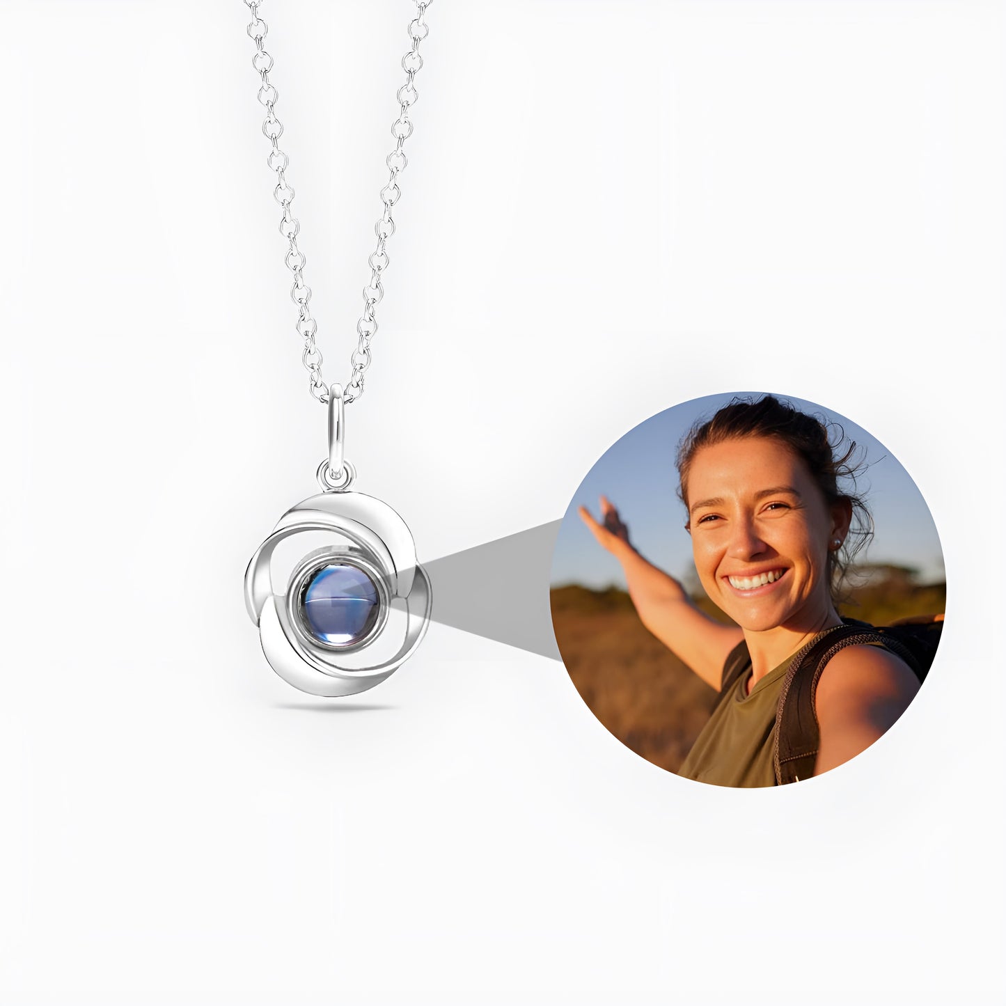 Personalized Rose Photo Necklace