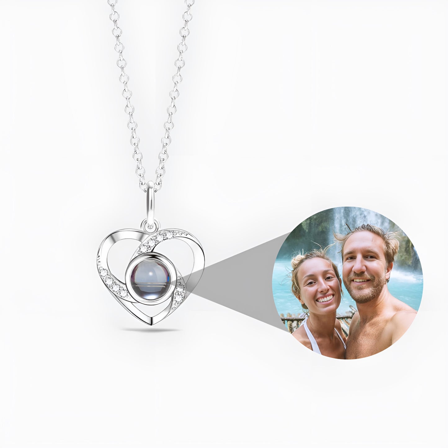 Personalized Rotating Heart Photo Necklace