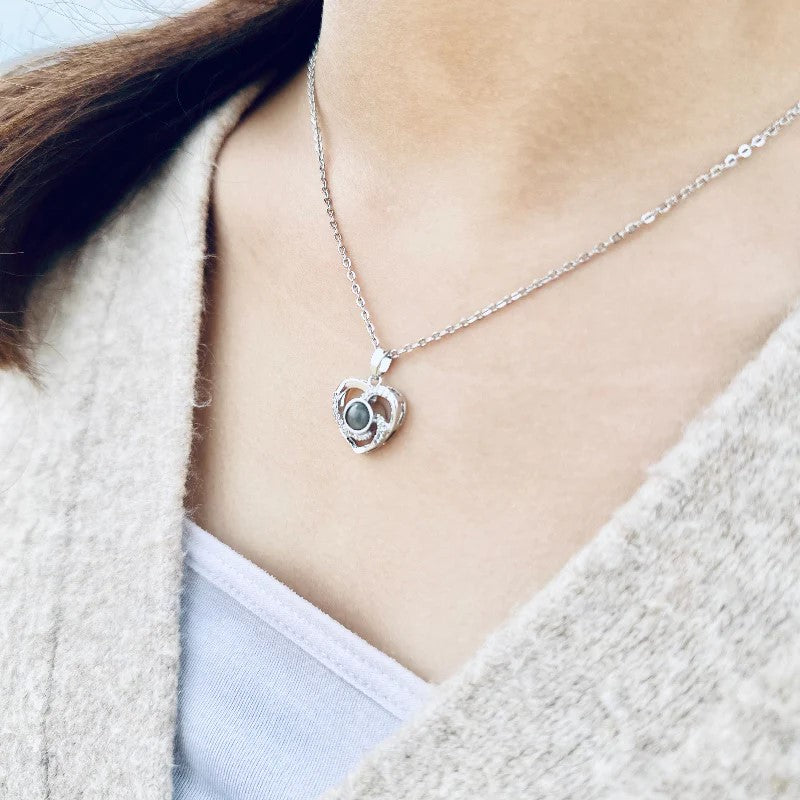 Personalized Rotating Heart Photo Necklace