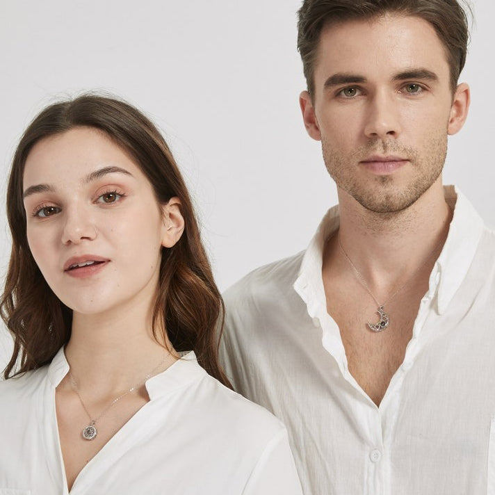 Personalized Sun Moon Couple Photo Necklace