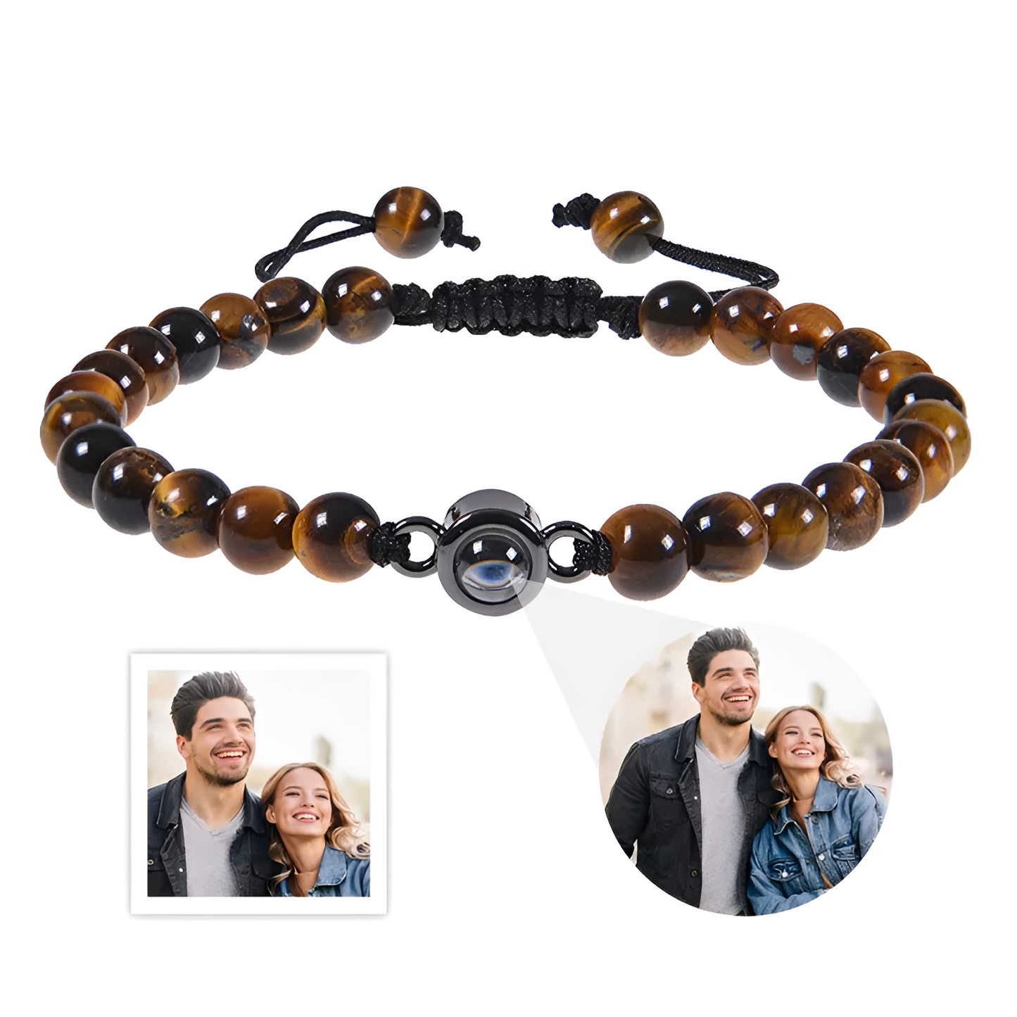 Personalized Wood Beads Photo Bracelet