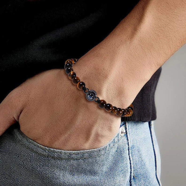 Personalized Wood Beads Photo Bracelet