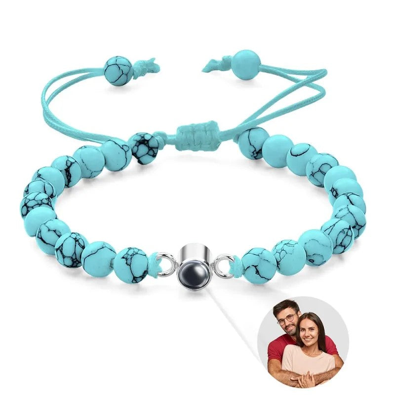 Personalized Coastal Beads Photo Bracelet