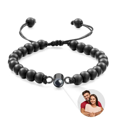 Personalized Coastal Beads Photo Bracelet
