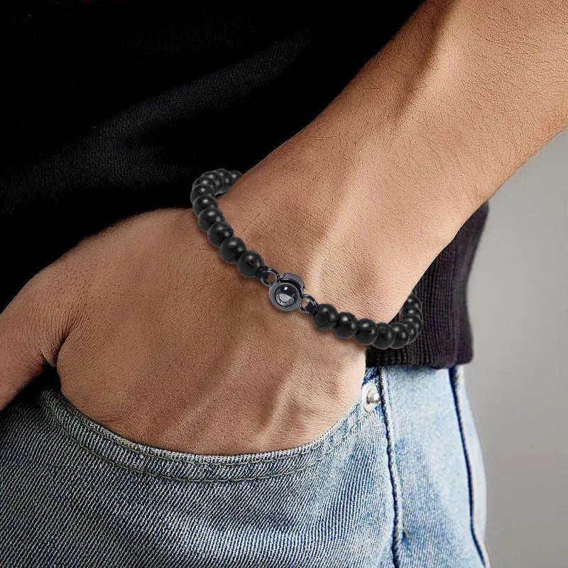 Personalized Coastal Beads Photo Bracelet