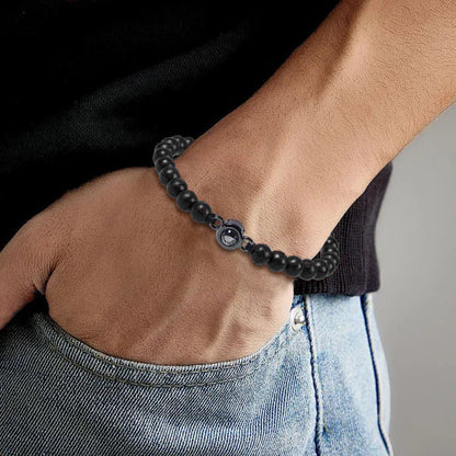 Personalized Coastal Beads Photo Bracelet