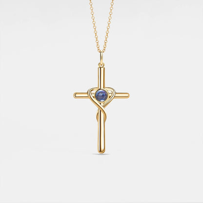 Personalized Cross Heart Photo Necklace