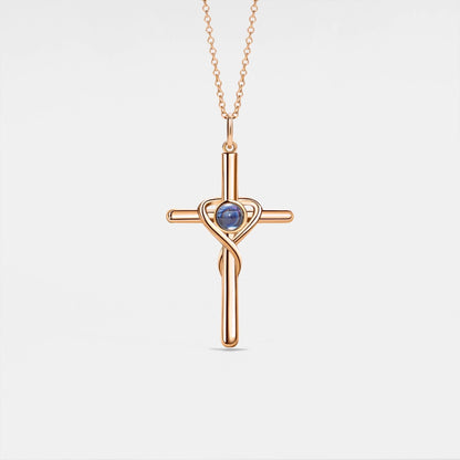 Personalized Cross Heart Photo Necklace
