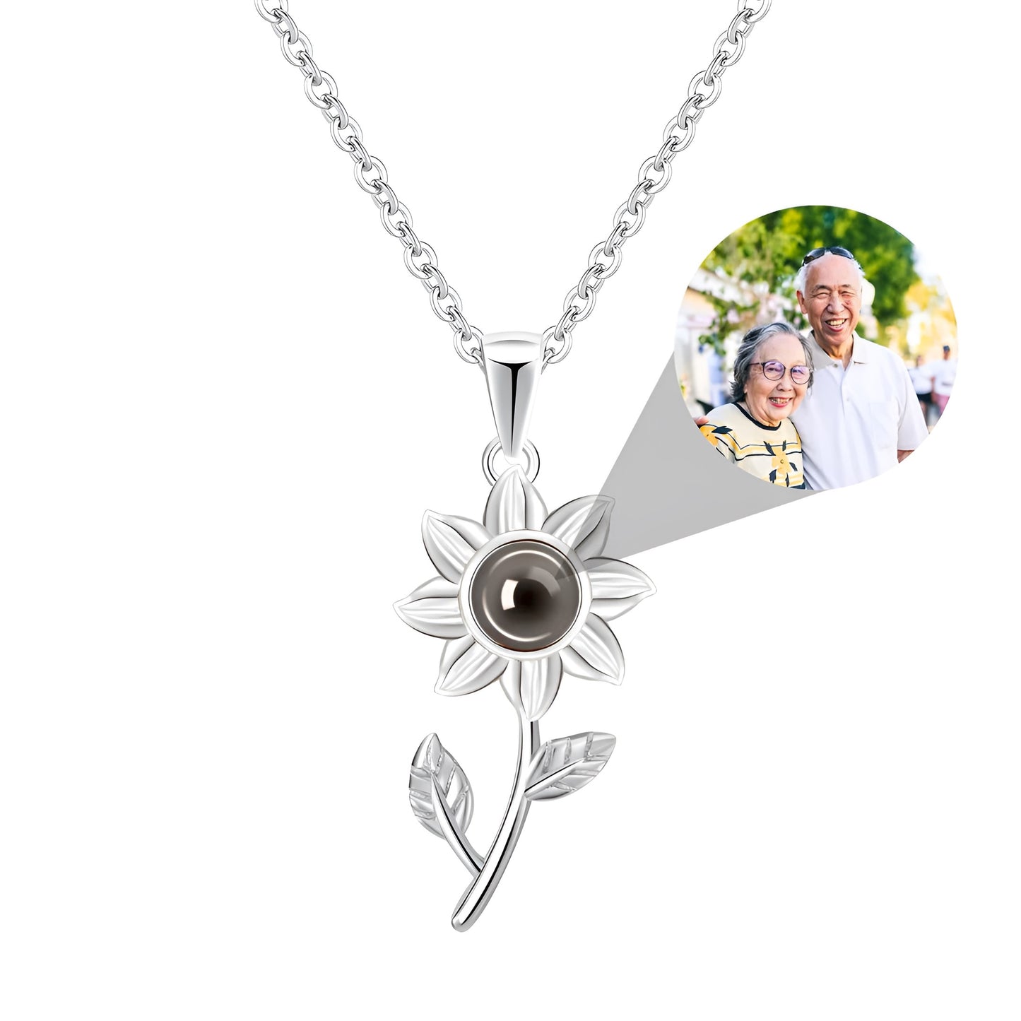 Personalized Flower Photo Necklace