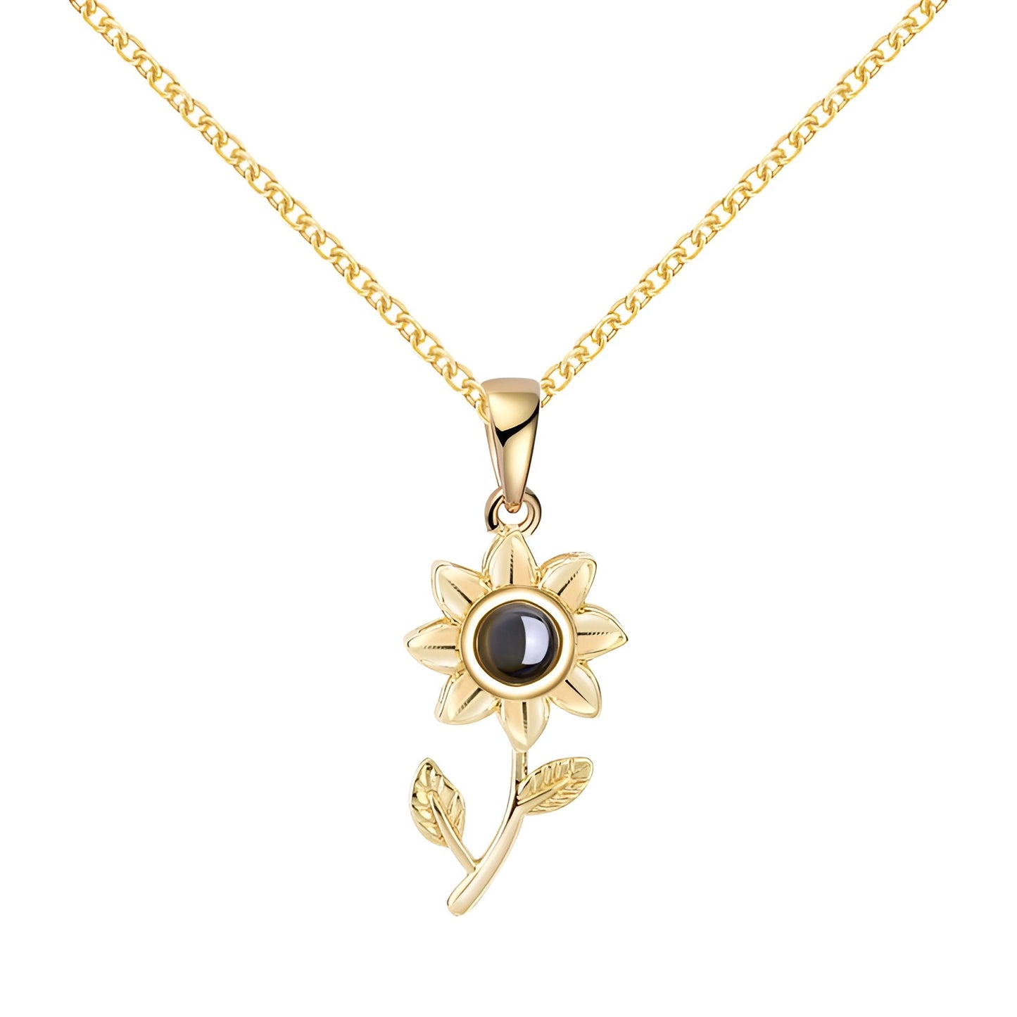 Personalized Flower Photo Necklace