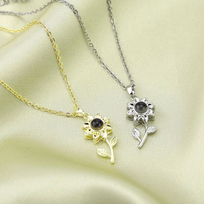 Personalized Flower Photo Necklace