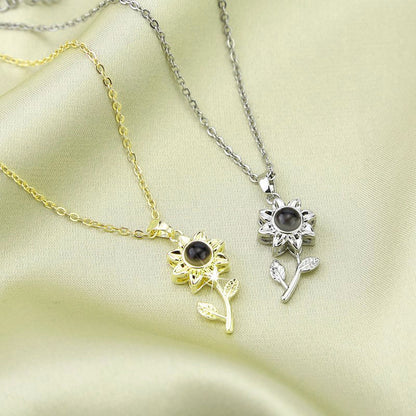 Personalized Flower Photo Necklace