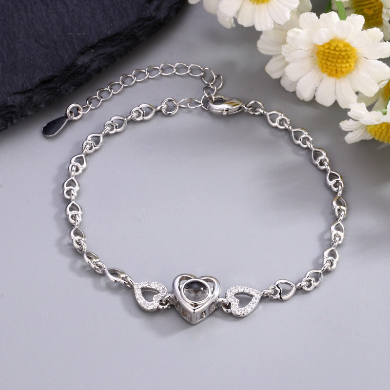 Personalized Heart Link Photo Bracelet