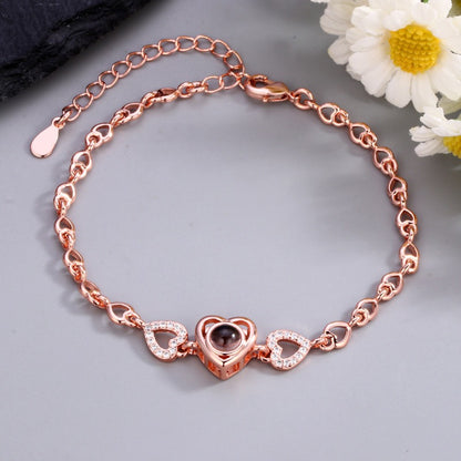 Personalized Heart Link Photo Bracelet