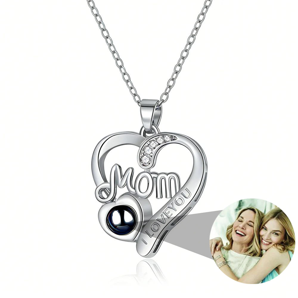 Personalized Mom Heart Photo Necklace