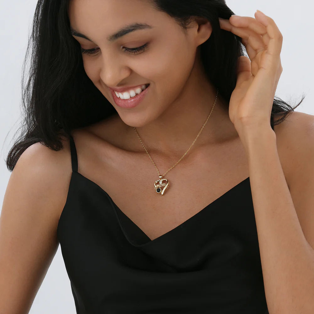 Personalized Mom Heart Photo Necklace