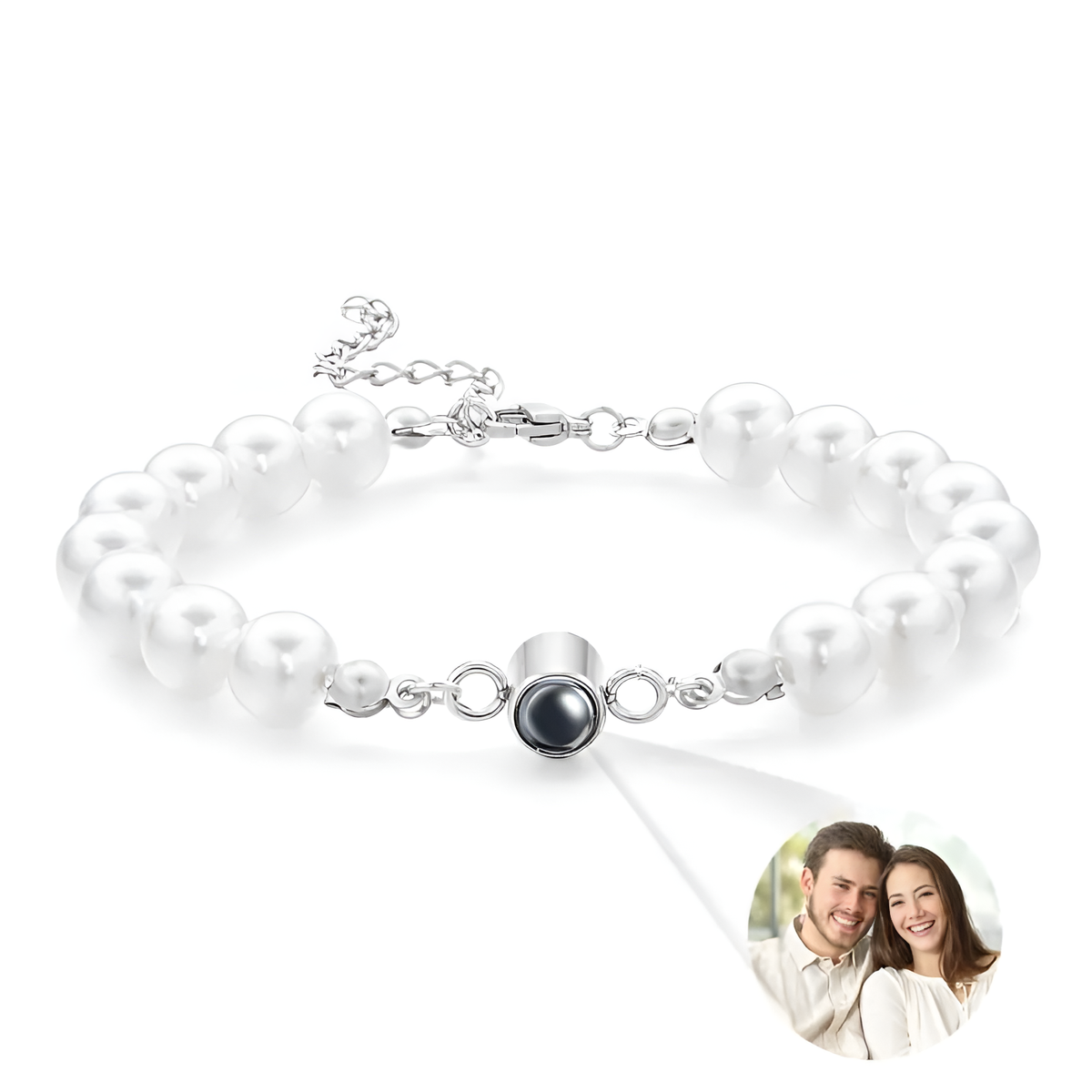Personalized Pearl Chain Photo Bracelet – Solimade