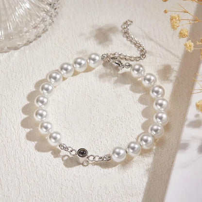 Personalized Pearl Chain Photo Bracelet