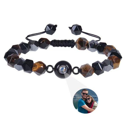 Personalized Tiger Eye Photo Bracelet