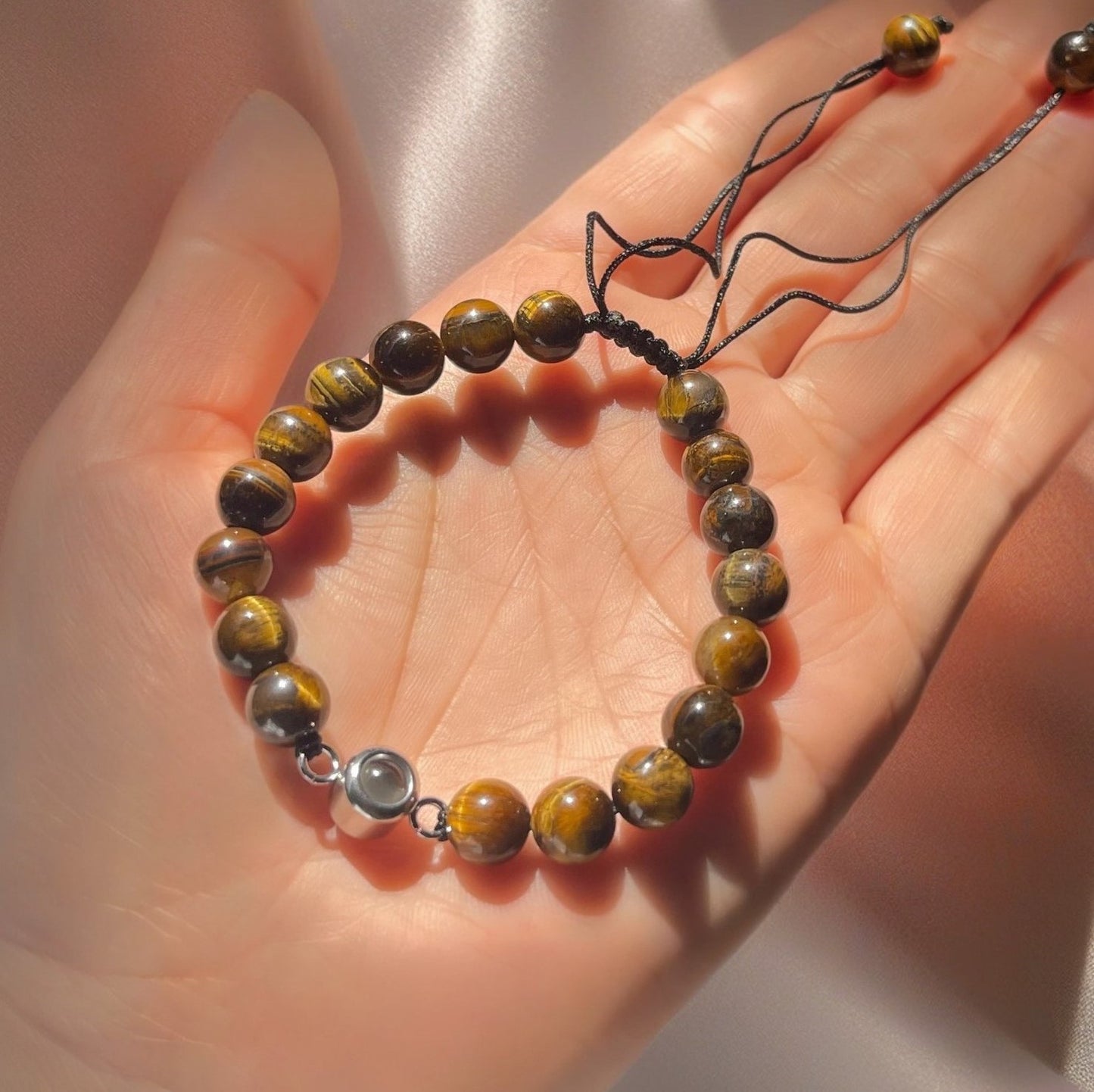 Personalized Wood Beads Photo Bracelet