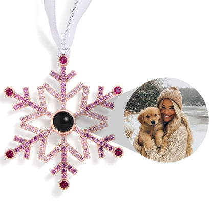 Personalized Pink Snowflake Photo Ornament