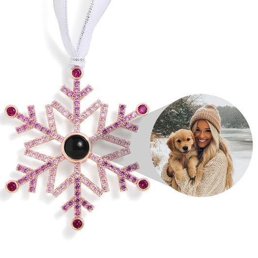 Personalized Pink Snowflake Photo Ornament